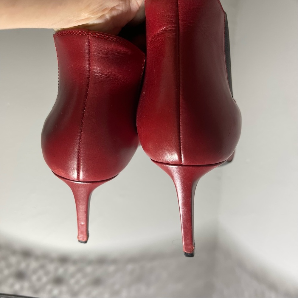 YSL Saint Laurent Red Leather Stretch Booties EU 39.5 / 9.5 US Women shoe - Picture 9 of 10
